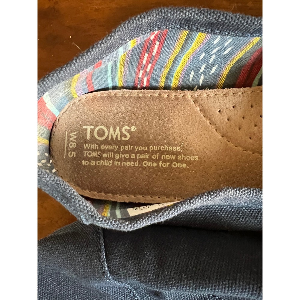 TOMS Classic Alpargata Navy Blue Canvas Slip On Loafer Flats Womens 8.5 - Picture 3 of 5